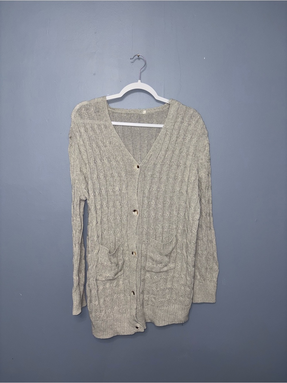Gray Button Down Knit Cardigan